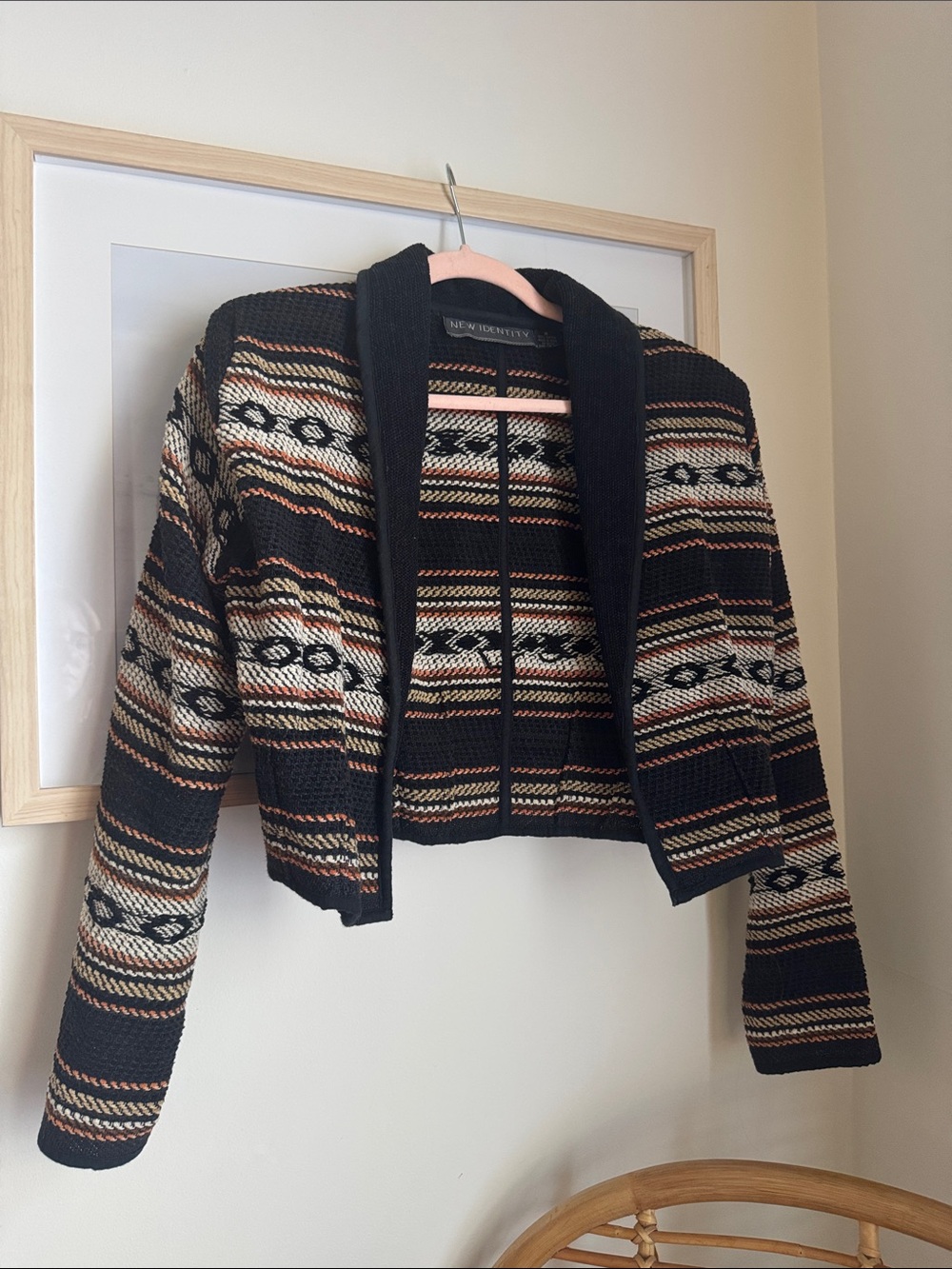 Vintage Southwestern Cropped Jacket - Black/Cream/Brown